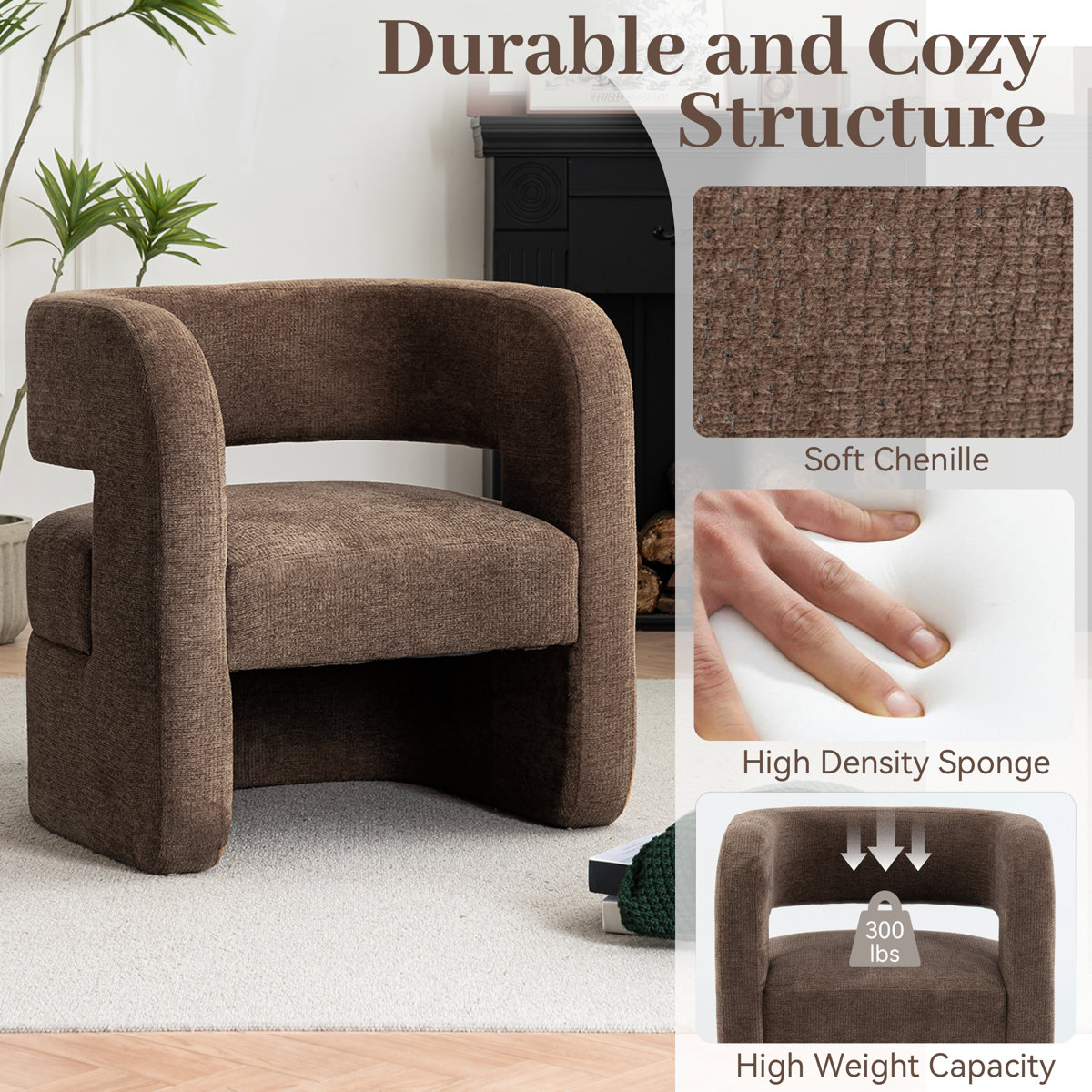 Sinel Full Assembled Upholstered Accent Chair For Living Room